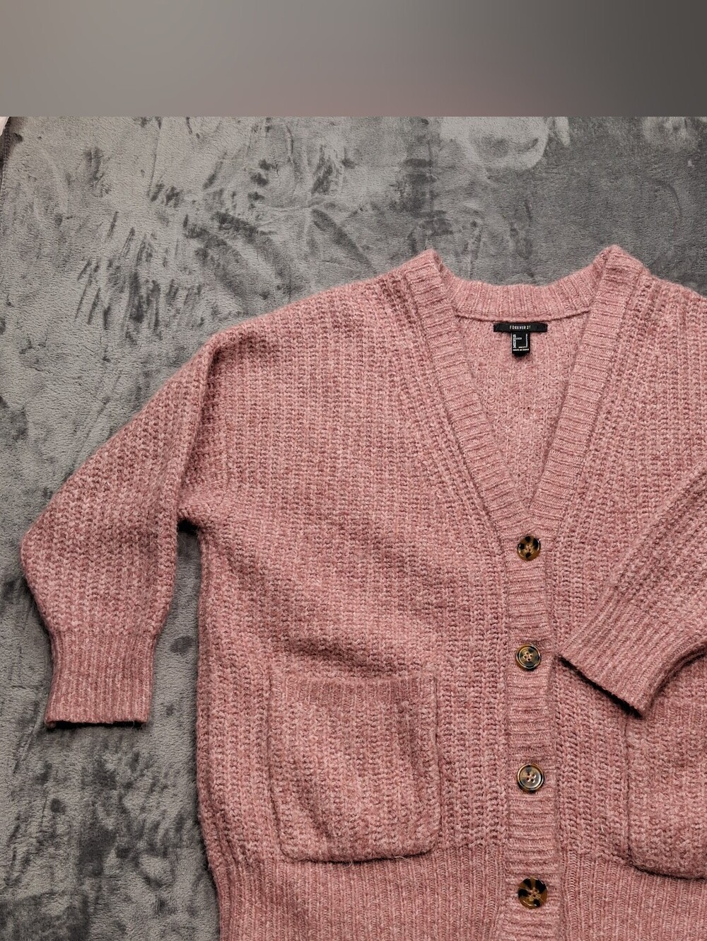 Forever 21 Mauve Pink Knit Button-Up Cardigan